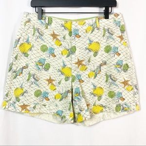 Liz Claiborne Vintage High Waist Sea Shell Print Coastal Shorts 12